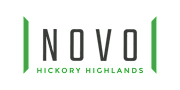 The image is a logo for NOVO HICKORY HIGHLANDS.