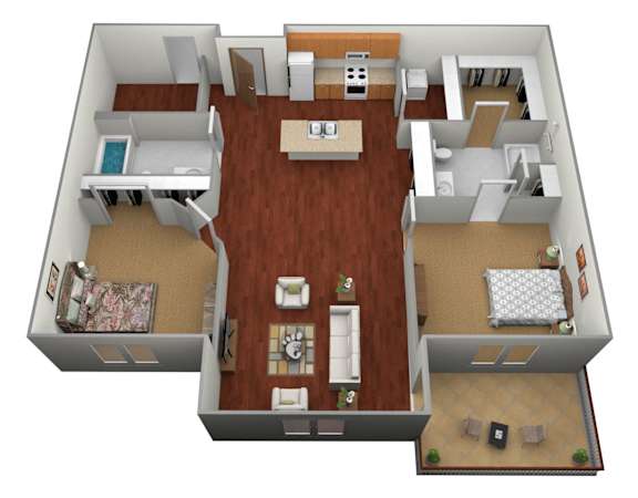 Floor Plan  2 bed 2 bath Floor Plan at Urban View Apartments, Fargo
