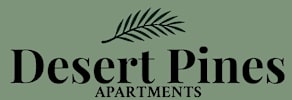 A logo for Desert Pines Apartments featuring a palm branch.