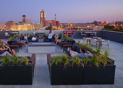 Rooftop deck at Vue Apartments, Des Moines, IA