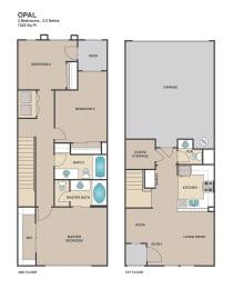 Opal Floorplan 3 bdrms 2.5 bath