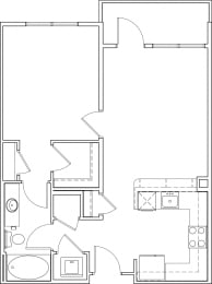 616 at the village one bedroom floor plan