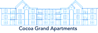 a graphic of a building with the words cocoa grand apartments