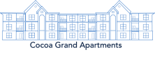 an image of a building with the cocoa grand apartments logo