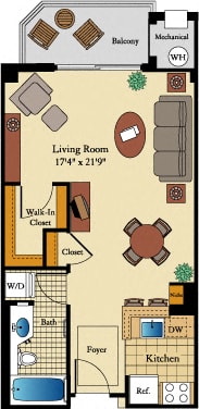 one bedroom apartment floor plan in bethesda md