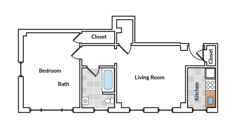  Floor Plan 1 Bedroom 01 Tier