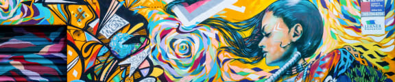a mural on the side of a building