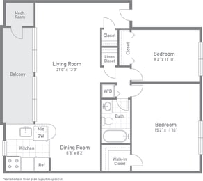 The Gadsby Floor Plan at Rose Hill Apartments, Virginia
