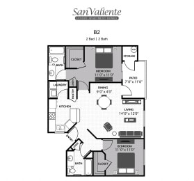 San Valiente : B1 Floorplan : 2B/2B