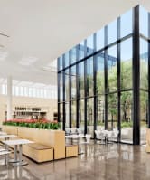 NorthPark Center food court area with outdoor terrace in center in daytime