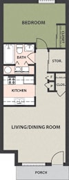  Floor Plan 1-Bedroom, 1-Bath