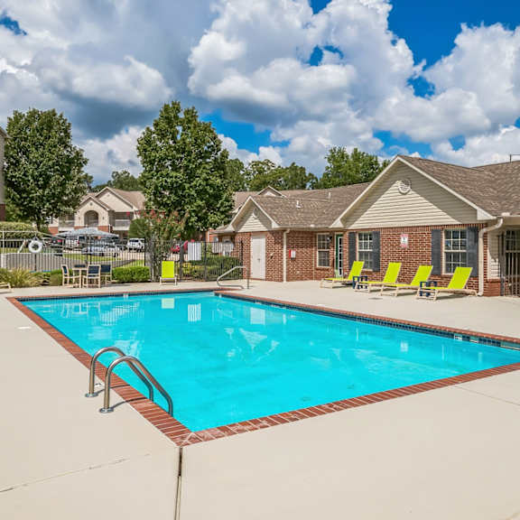 our apartments have a resort style pool with lounge chairs