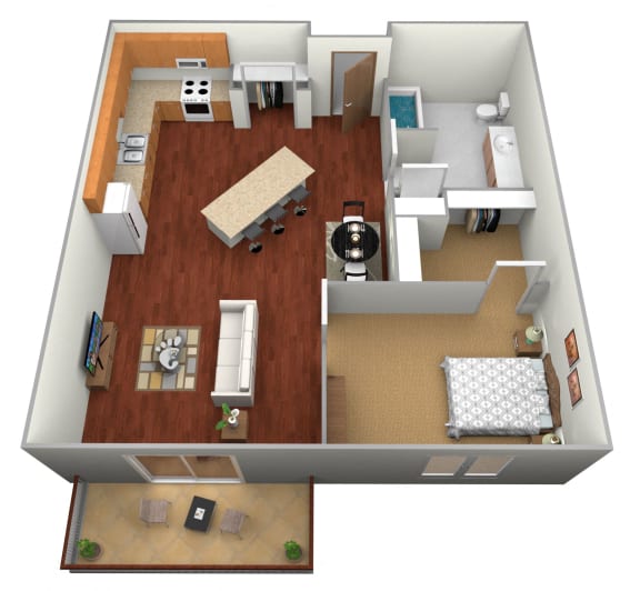 1 bed 1 bath Floor Plan at Pelican Heights Apartments, Detroit Lakes