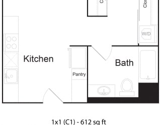 Slabtown C1 - 1x1 612 sf