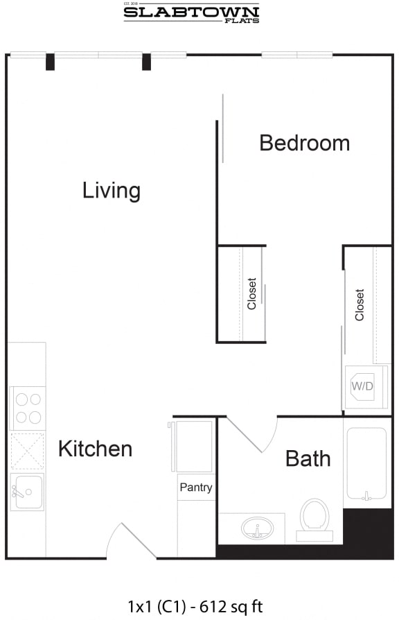 Slabtown C1 - 1x1 612 sf