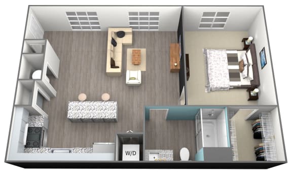 1Bed 1Bath A4 Floorplan at Aventura at Forest Park, St.Louis, MO