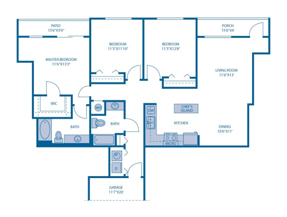 Three Bedroom Floor Plan Three Bedroom Floor Plan at Horizon at Miramar, Miramar, Florida