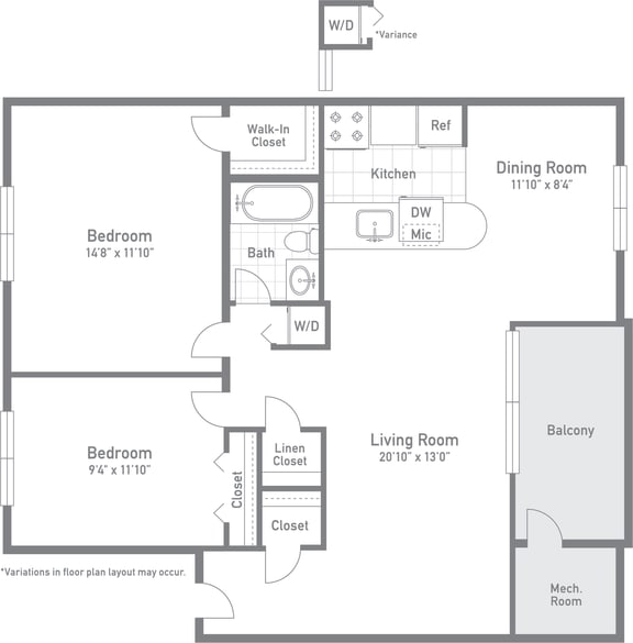 The Lafayette Floor Plan at Rose Hill Apartments, Alexandria