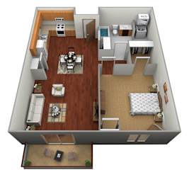 1 bed 1 bath Floor Plan at Stetson Village Apartments, Fergus Falls, 56537