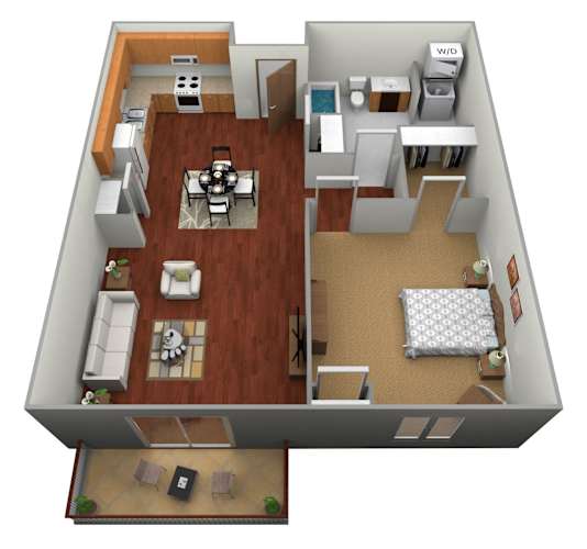 Floor Plan  1 bed 1 bath Floor Plan at Stetson Village Apartments, Fergus Falls, 56537