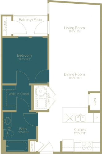 Floor Plan  A2 Floor Plan at Rio Lofts, San Antonio, 78204