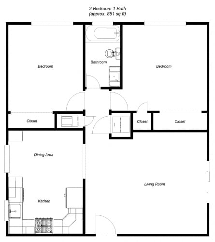 Floor Plan  2 Bedroom floor plan for College Green Apartments
