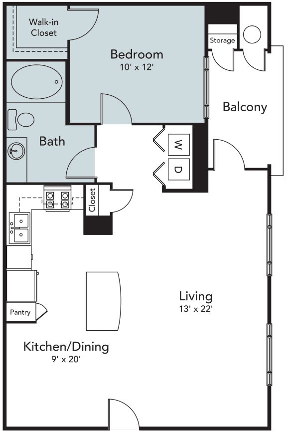 Floor Plan  1 Bedroom, 1 Bathroom floor plan