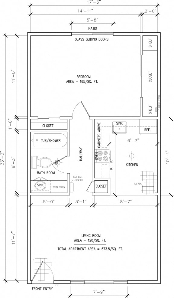 1 bedroom 1 bathroom floor plan at OTAVON APARTMENTS, California