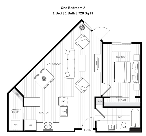 Voda Apartments One Bedroom 2 2D Floor Plan