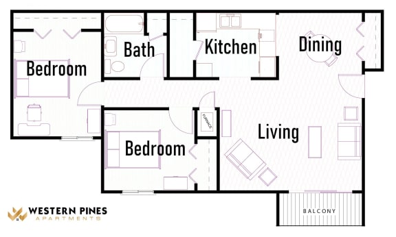 Floor Plan  Two Bedroom One Bathroom