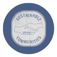 A logo with the words "Sustainable Communities" written on it.