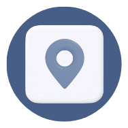 A map pin icon inside a green circle.
