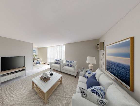 modern-styled living room at Eton Square Apartments and Townhomes, Birmingham, MI, Michigan