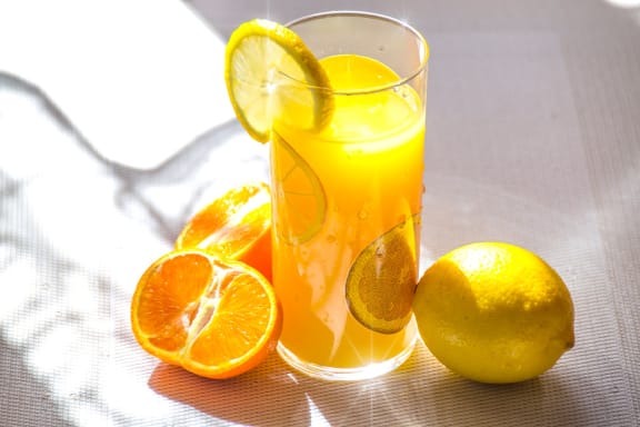 Orange Juice Glass at Cypress Meadows Senior Apartments, California