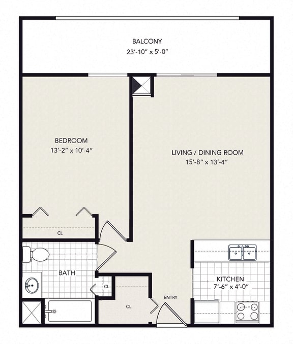 1 Bedroom 1 Bath in the high-rise building