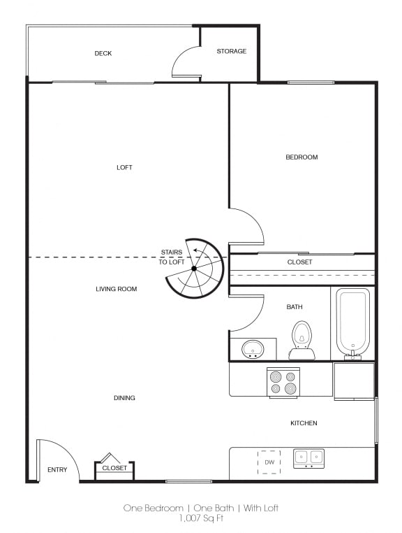 1BR/1BA B Floor Plan at Independence Plaza, California