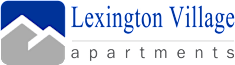 The image is a logo for Lexington Village Apartments.