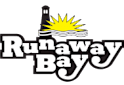 The image is of a logo that says Runaway Bay.