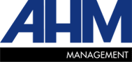 A blue logo with the letters A, M, and M with the word management underneath.