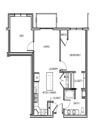  Floor Plan One Bedroom One Bathroom Plus Den