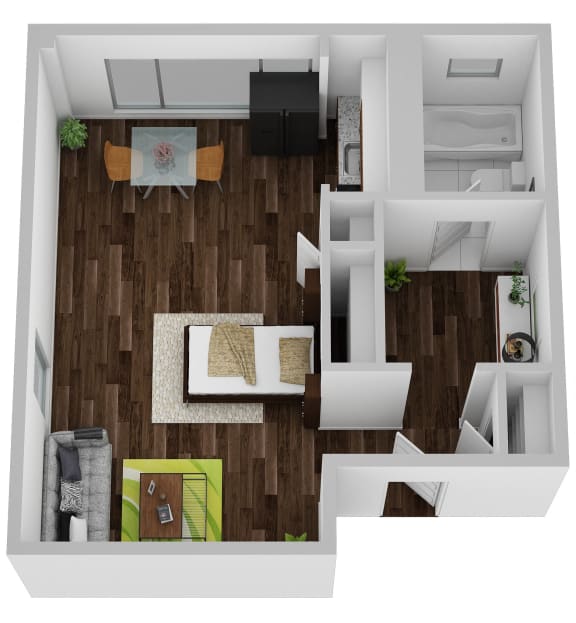 Lofts 1 Bed 1 Bath Floor Plan at Lofts on Ormsby, Kentucky, 40203