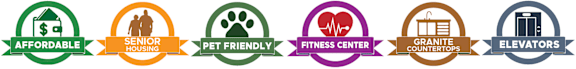 a set of three logos for a fitness center, a business center and a granite countertop