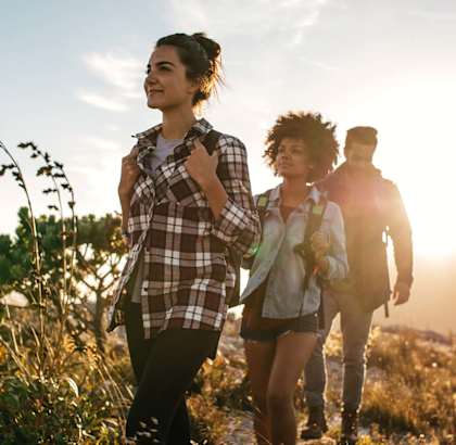 Group of people hiking at FIRE TOWER Apartments, HELENA, MT