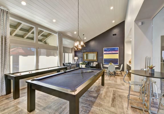 clubhouse with Pool Table and Shuffleboard, at Park Pointe, El Cajon, California
