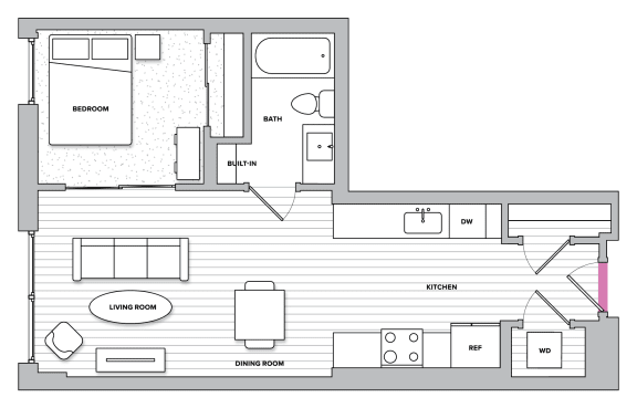 Floor Plan  Yorkshire I - WDU (Call for Income Restrictions)1 Bed 1 Bath Floor Plan at Kingston at McLean Crossing, McLean, Virginia