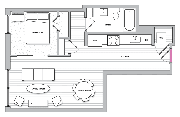 Yorkshire 3 - WDU (Call for Income Restrictions)1 Bed 1 Bath Floor Plan Floor Plan Yorkshire 3 - WDU (Call for Income Restrictions)1 Bed 1 Bath Floor Plan at Kingston at McLean Crossing, McLean