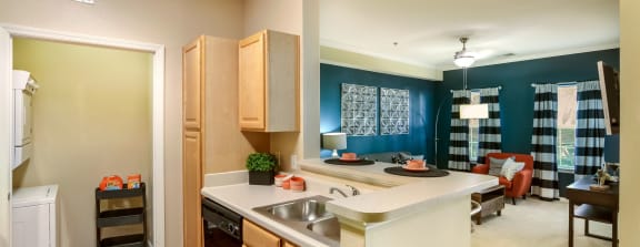 Kitchen and Living Room at Courthouse Square Apartments in Stafford, VA