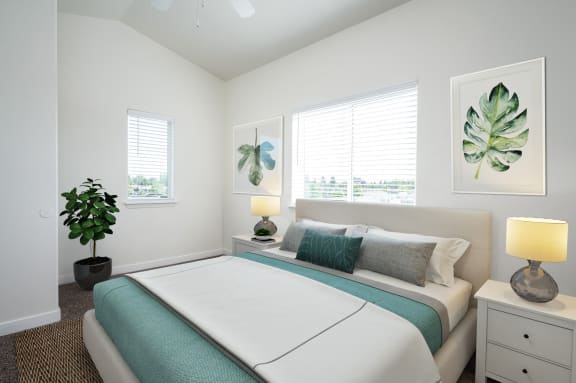 White Bed with Decor