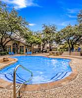 Poolside View at Main Office at The Park on Preston Apartments in Dallas, TX