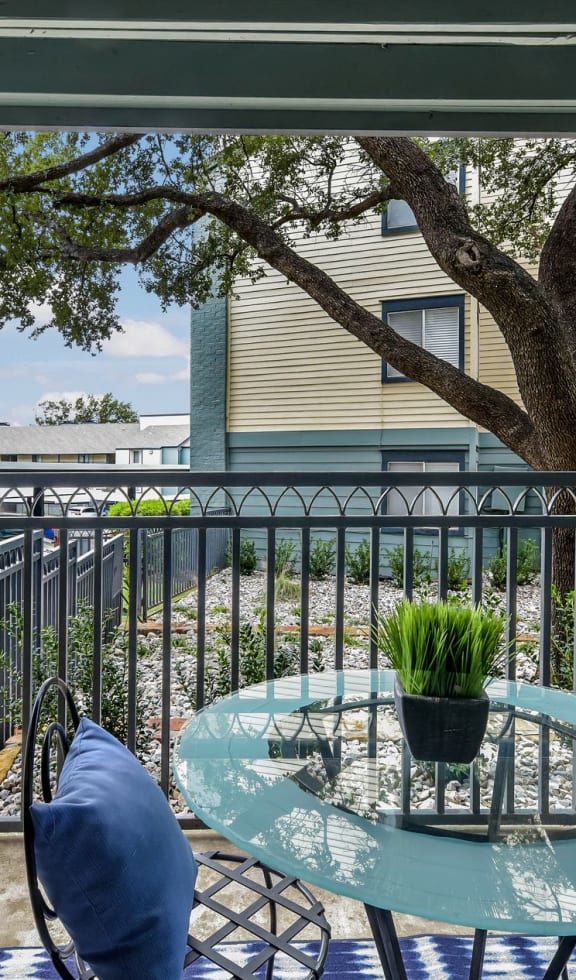 Model Unit Patio at Rock Creek Apartments in Dallas, TX